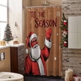 thumbnail image 3 of Christmas Black Santa Claus Bathroom Shower Curtain Xmas Winter Snowflake Snow Brown Waterproof Washable Shower Curtains for Bathtub Bath Decor with Grommets and Hook 54 X 78 Inch, 3 of 8