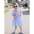 thumbnail image 4 of Toddler Girls Dress Letter Apple Embroidery Plaid Doll Collar Short Sleeve Casual Dress Kids Summer Dress, 4 of 8