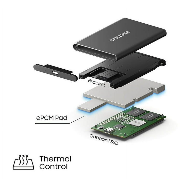 Samsung SSD portátil T7 - 2 TB - USB 3.2 Gen.2 SSD externo gris Titan  (MU-PC2T0T/WW)