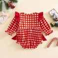 thumbnail image 7 of Staki Fall Romper Baby Girl Halloween Baby Romper Long Sleeve Striped Embroidered Bodysuit Crew Neck Fall Outfit for Girls(Red,0-3 Months), 7 of 7