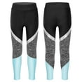 thumbnail image 5 of Haitryli Kids Girls Athletic Leggings Compression Workout Yoga Pants Color Block Dance Tights Running Light Blue 6, 5 of 6