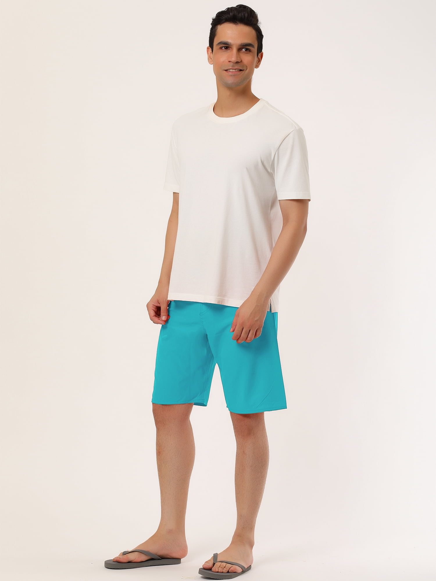 DARING DIVA Men's Drawstring Swim Shorts Elastic Waist Board Shorts 30 Blue