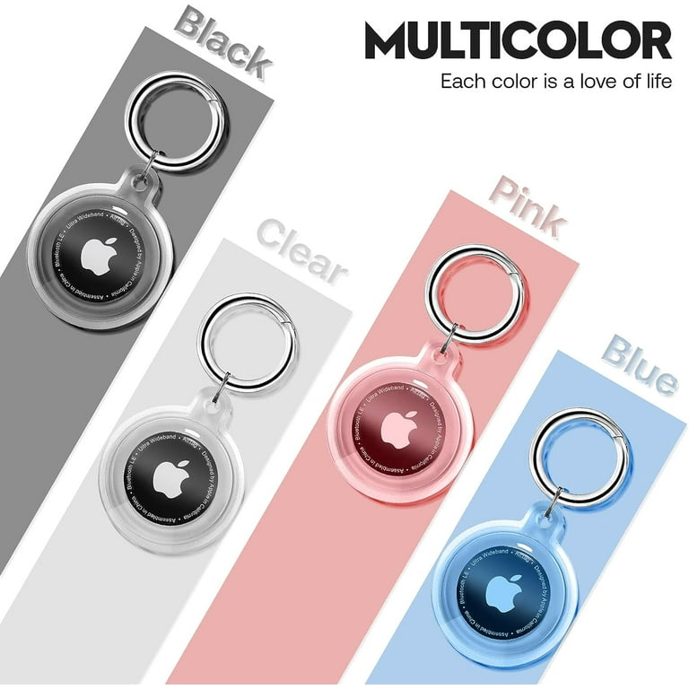 4 Pack Airtag Holder, Waterproof Apple Air Tag Case with Keychain, Shockproof & Dustproof for Pet Tracking, Bags, Kids, Keys, Luggage (4 Colors)