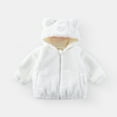 thumbnail image 2 of Loopsun Toddler Fleece Jackets, Toddler Kids Boys Girls Winter Solid Fleece Hooded Zip Jacket Coat with Pocket White,5-6 Years, 2 of 5