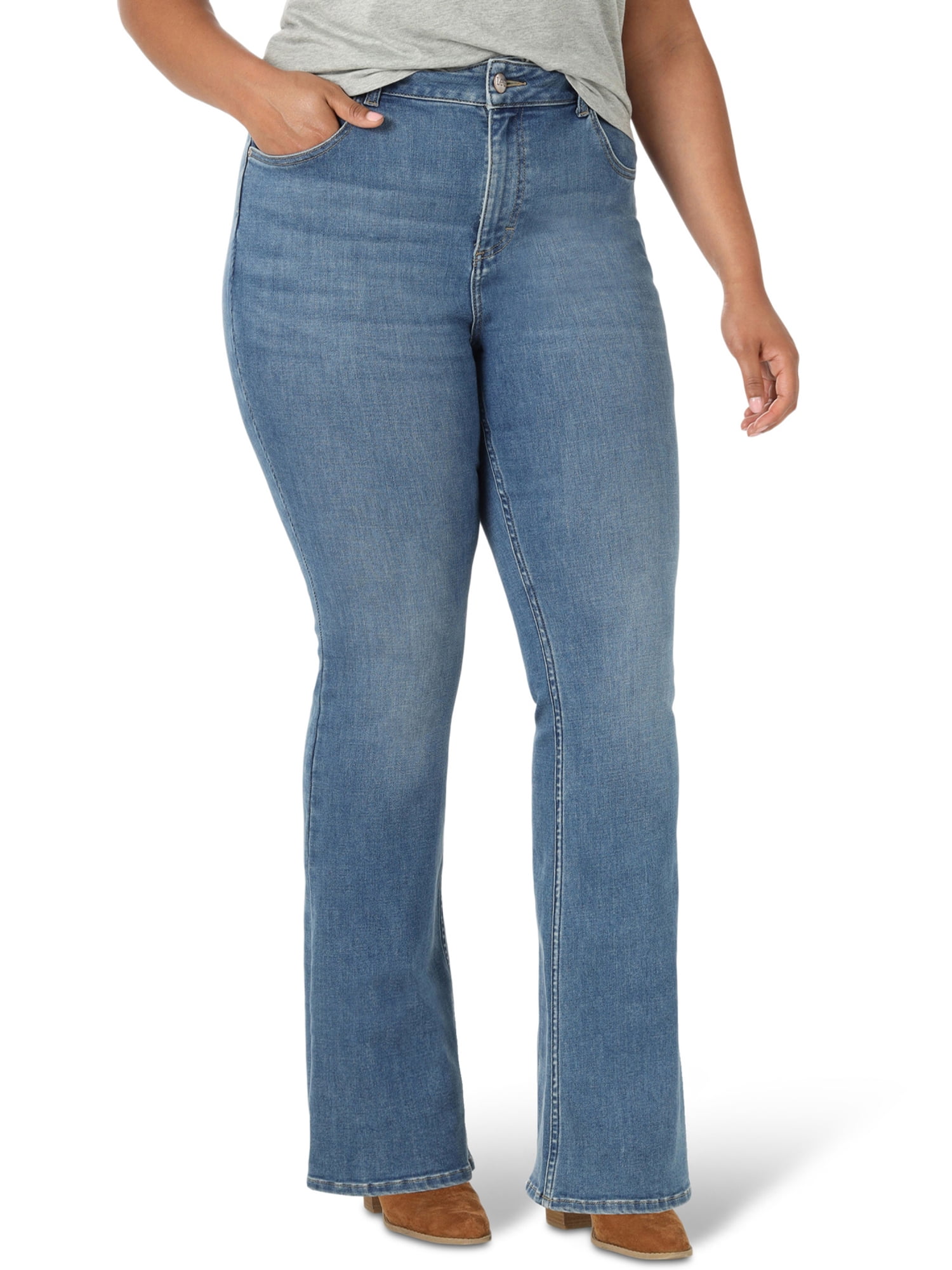 Lee Women's Plus Heritage Mini Flare High Rise Fashion Jeans - Walmart.com