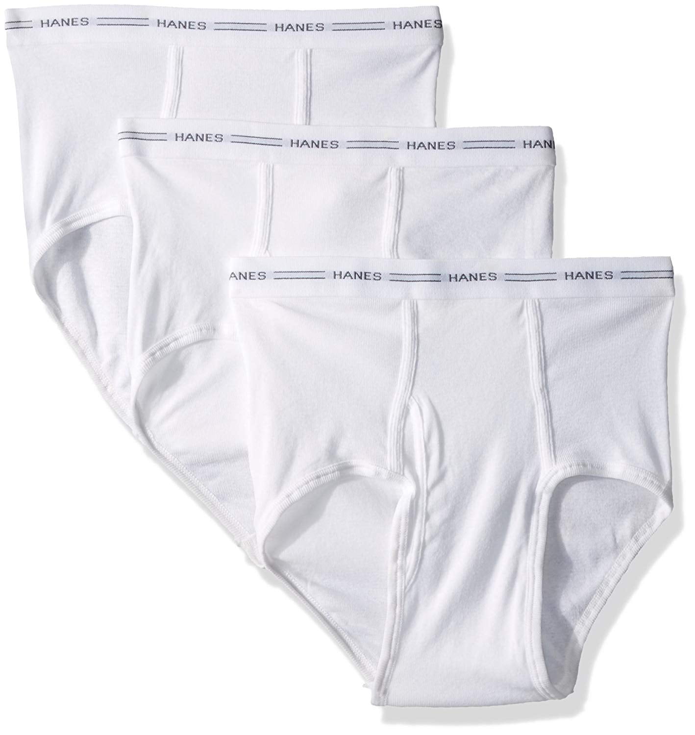 Hanes Men's 3Pack Full Rise Briefs, White, Large, 100 Cotton By