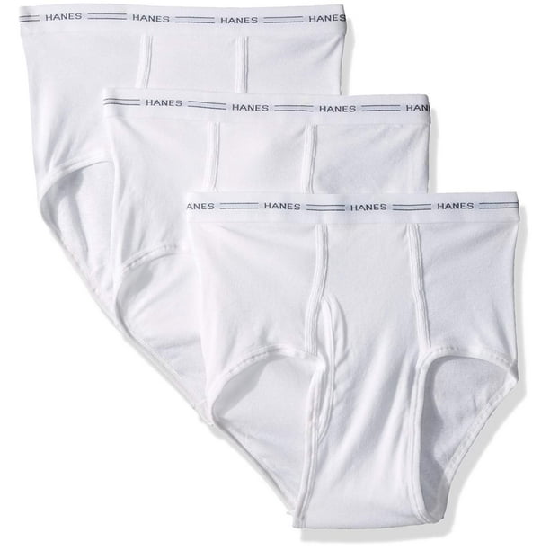 Hanes Men's 3Pack Full Rise Briefs, White, Large, 100 Cotton By
