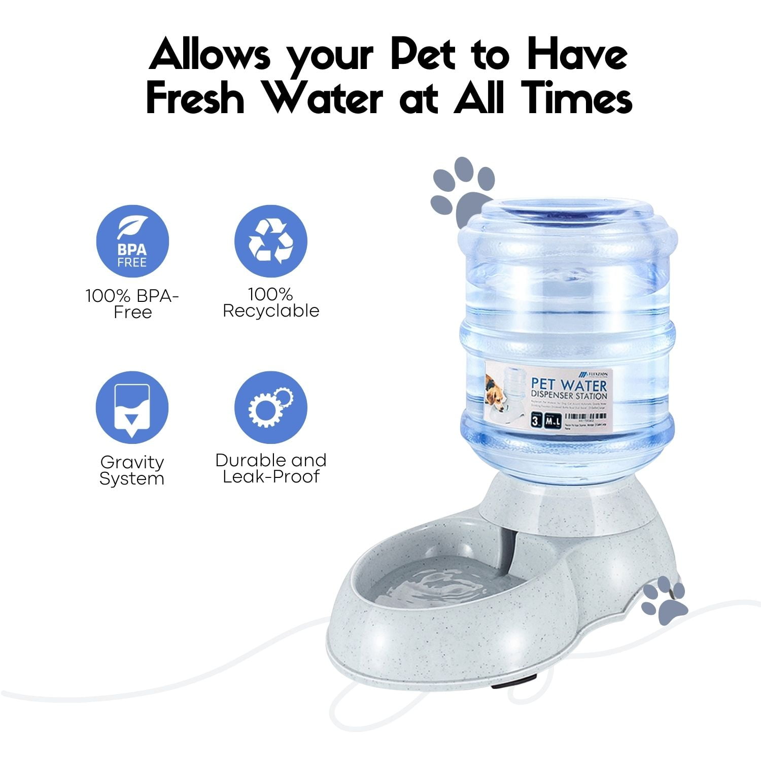 PawsMark Automatic Self Dispensing Gravity Pet Feeder and Waterer for Cats and Dogs