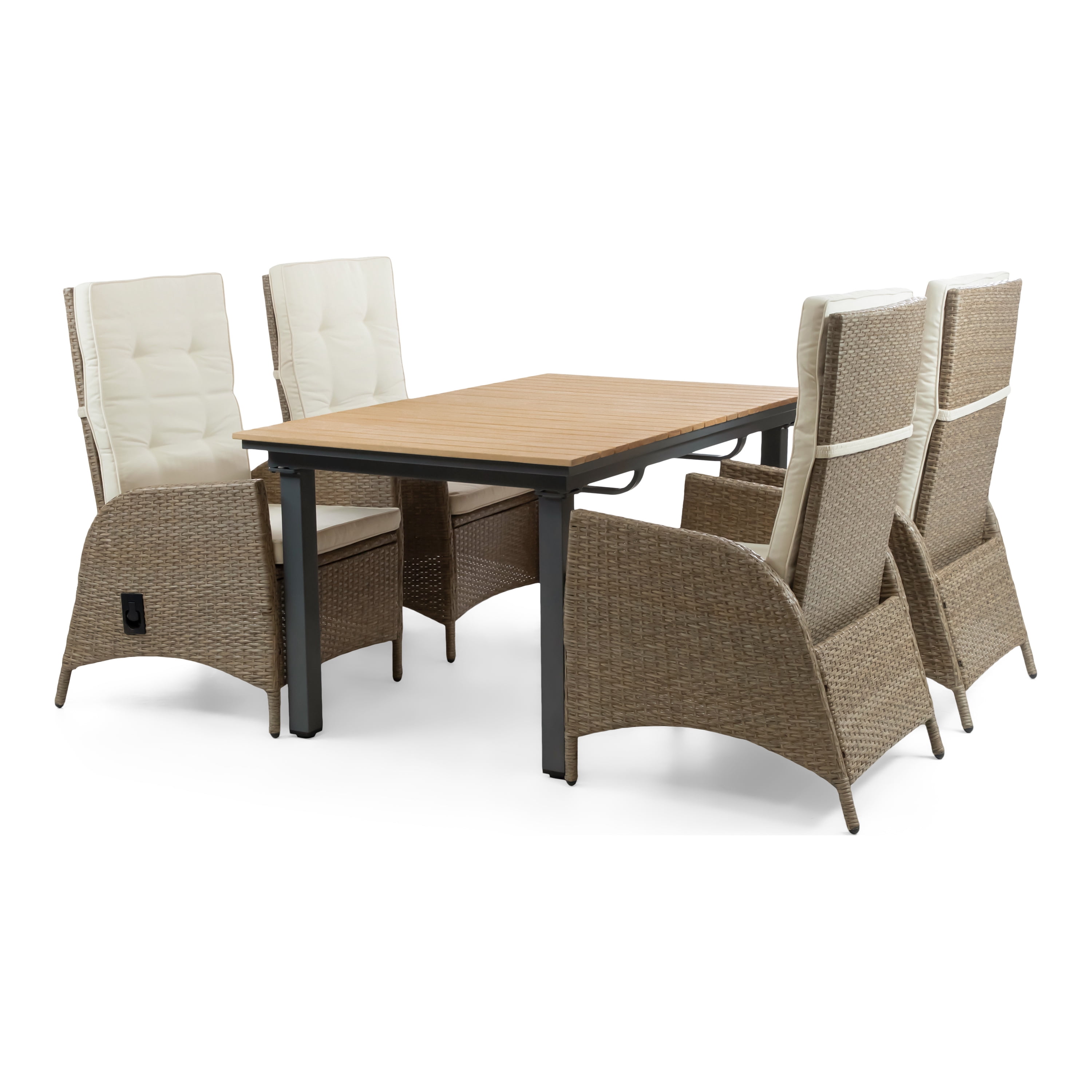 Furniture of America Mack Metal 5-Piece Patio Dining Set with Adjustable Table, Brown