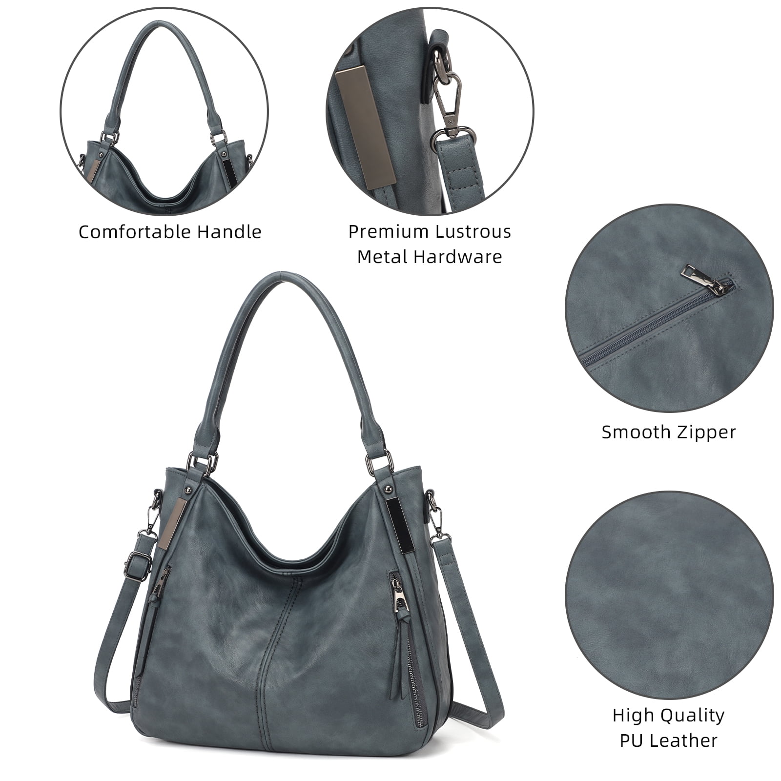 KL928 Large Hobo Purse Handbag for Women Leather Crossbody Tote Travel Bag