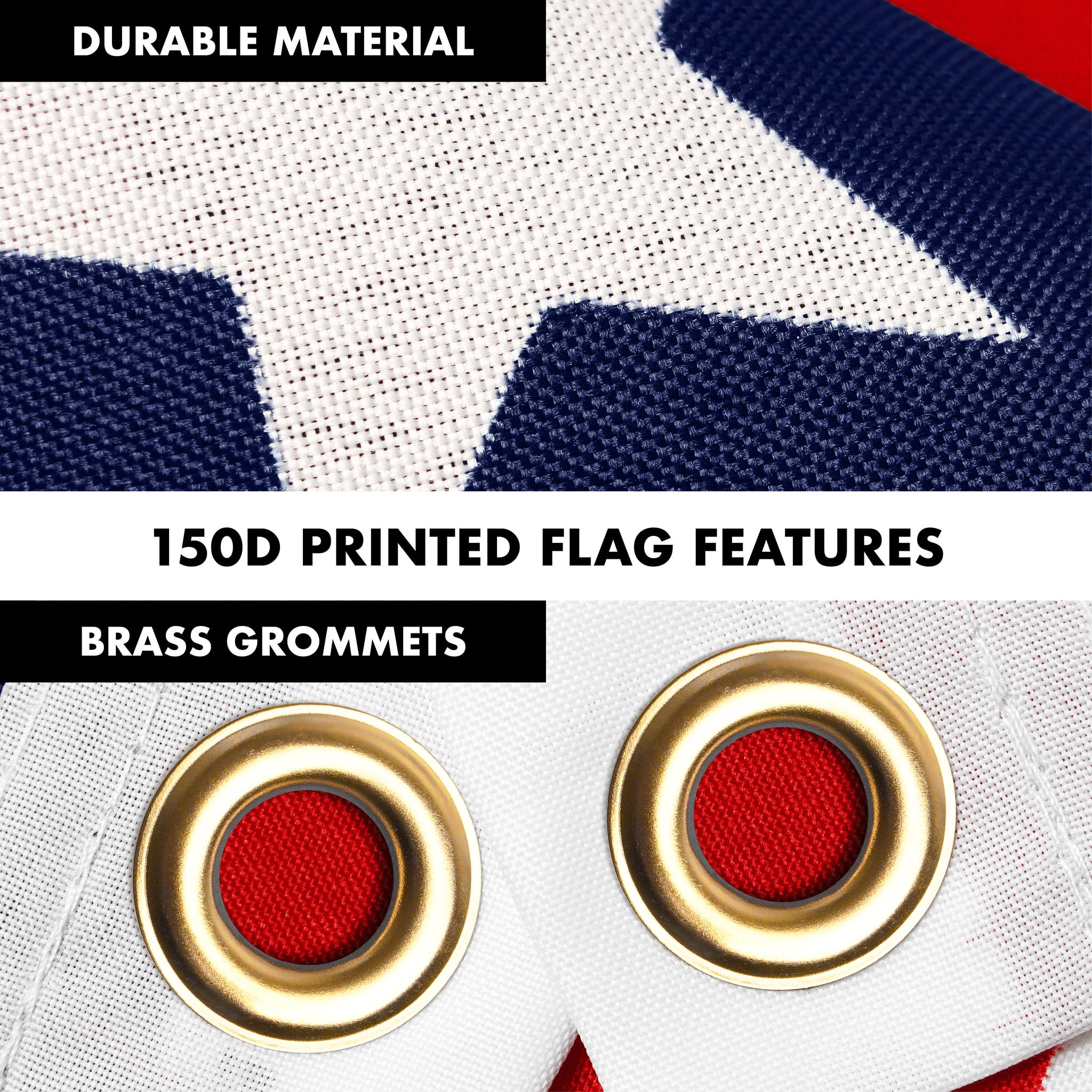 G128 Combo Pack: 6 Ft Tangle Free Aluminum Spinning Flagpole (Silver) & American USA Yacht Ensign Flag 3x5 Ft, LiteWeave Pro Series Printed 150D Polyester | Pole with Flag Included