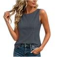 thumbnail image 3 of VBVC Women's Cotton Linen Crew Neck Tank Tops , Ladies' Loose Fit Casual Summer Basic Blouses , Soft Lightweight Sleeveless Tees For Women,Dark Gray,S-2XL, 3 of 8