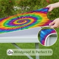 thumbnail image 6 of Rainbow Tie Dye Mandala Pattern Square Fitted Tablecloth with Elastic Edge,Square Table Cover,Washable Elastic Table Cover for Home Kitchen Party Decor 36"x36", 6 of 6