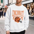 thumbnail image 2 of Sweatshirts for Men Hoodless Rugby Style Print Crewneck Long Sleeve Pullover Tops Casual Loose Sportswear Active Comfortable Daily Wear Sweatshirt for Men White S, 2 of 4