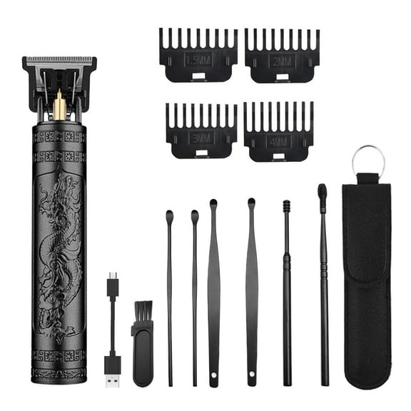 Gegong Hair Clippers With 6 Pieces Earpick, Mini Hair Clipper, Cordless Hair Trimmer, Classical Sculpture Hair Clippers Rechargeable With Four Limit Combs (Black)