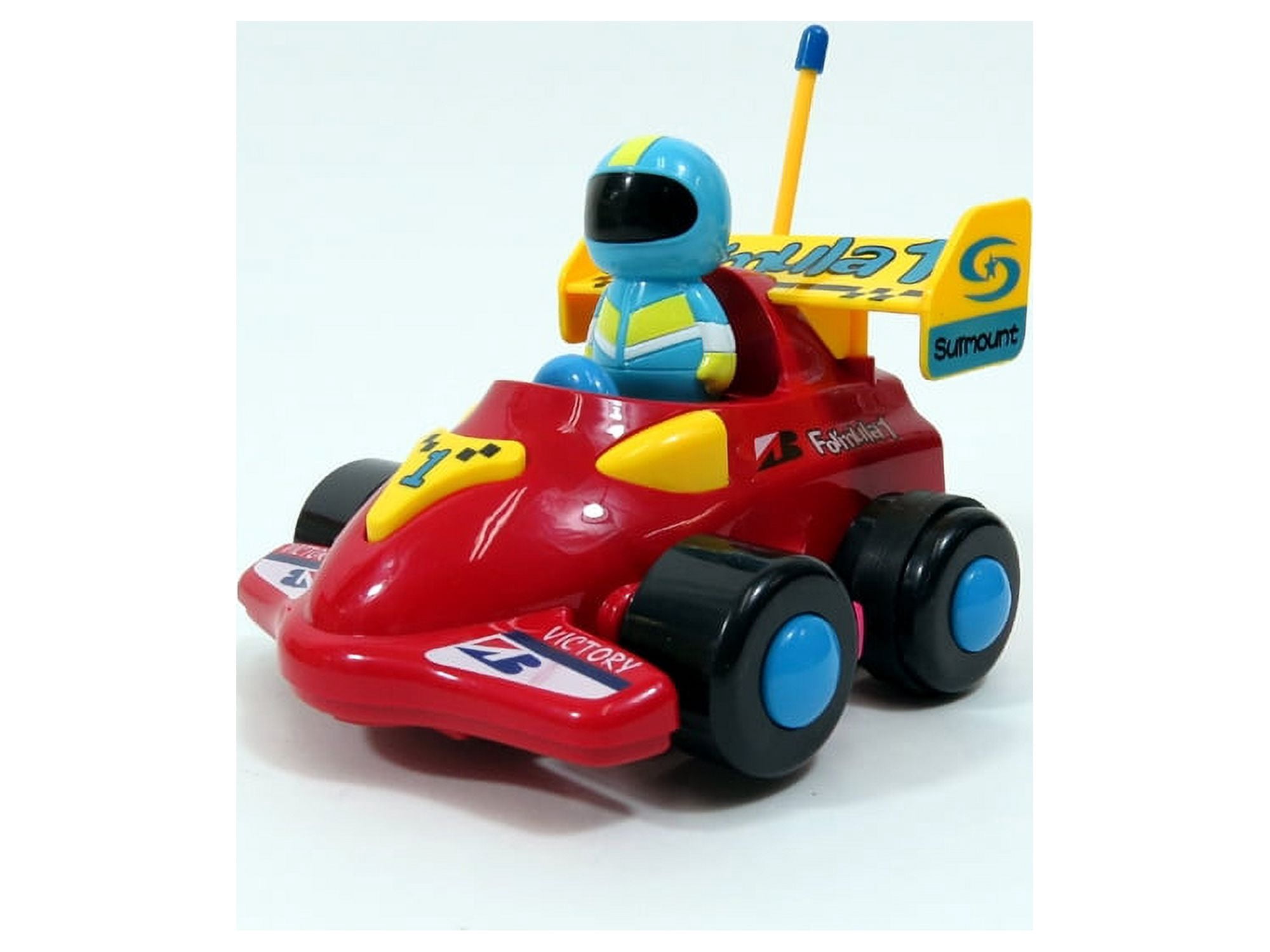 Bisontec 4" Cartoon RC Formula Race Car Remote Control Toy for Toddlers (Red)