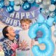 thumbnail image 4 of Globo Florisland número 10 azul con moños de foil 40" para cumpleaños, 4 of 5