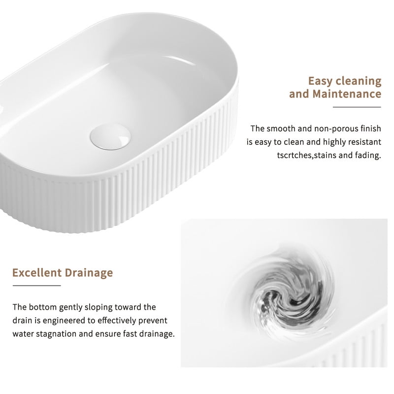 TICOZE Oval 19" Vessel Sink – Above-Counter Bathroom Sink with High-Temperature Porcelain, Modern Vanity Sink Design for Vanity Bowl Sink Applications as a Ceramic Bathroom Sink