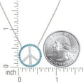 thumbnail image 2 of 925 Sterling Silver Women Turquoise and White Cubic Zirconia Rolo Link Peace Symbol Necklace Pendant Necklace for Women, 2 of 2