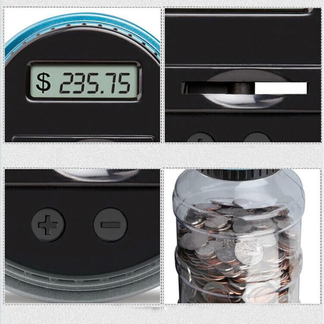 Clear Digital Piggy Bank Coin Savings Counter Change Gift LCD Counting Money Jar 