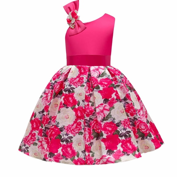 MEZZALL Girls Floral Print Sleeveless Party Dress Summer Casual A-Line Tiered Ruffle Children Beachwear Adorable Dresses
