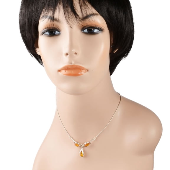 Sterling Silver and Baltic Honey Amber Pear Shaped Necklace