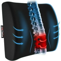 FORTEM Lumbar Support Cushion, Back Support For Office Chair and Car Seat, Back Rest for Gaming Chair, Memory Foam Pillow, Desk Chair Cushion, Breathable & Washable Cover, Adjustable Straps