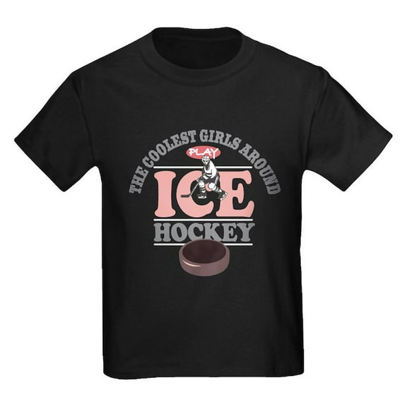 CafePress - Coolest Girls Play Hockey Kids Dark T Shirt - Dark T-Shirt Kids XS-XL