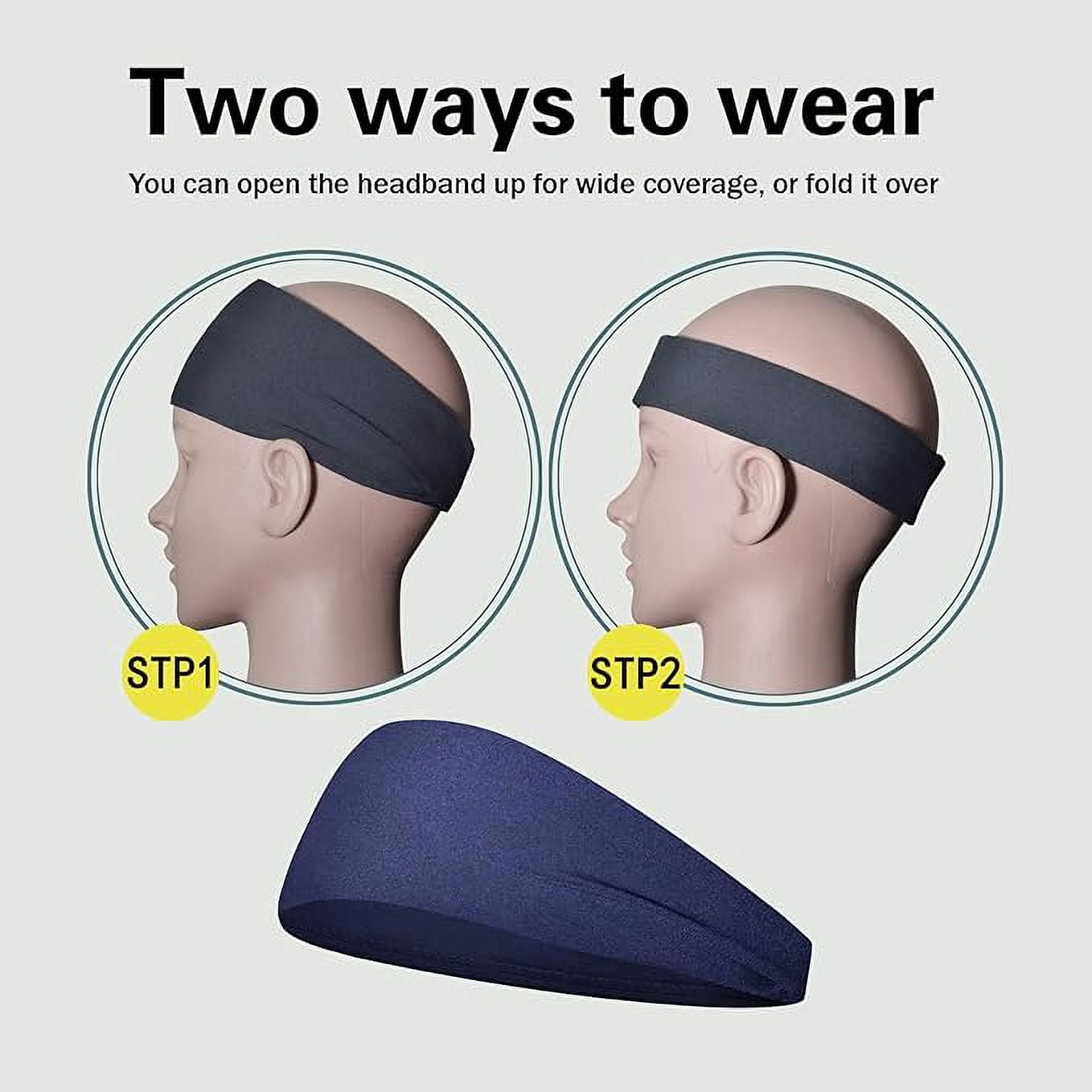 ZHUYING Sports Headbands for Men (5 Pack),Moisture Wicking Workout Headband, Sweatband Headbands for Running,Cycling,Football,Yoga,Hairband for Women and Men
