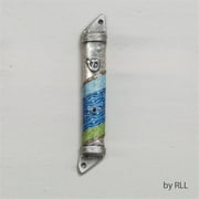 Decorated Pewter Mezuzah ''Blue Harmony'' - 4''