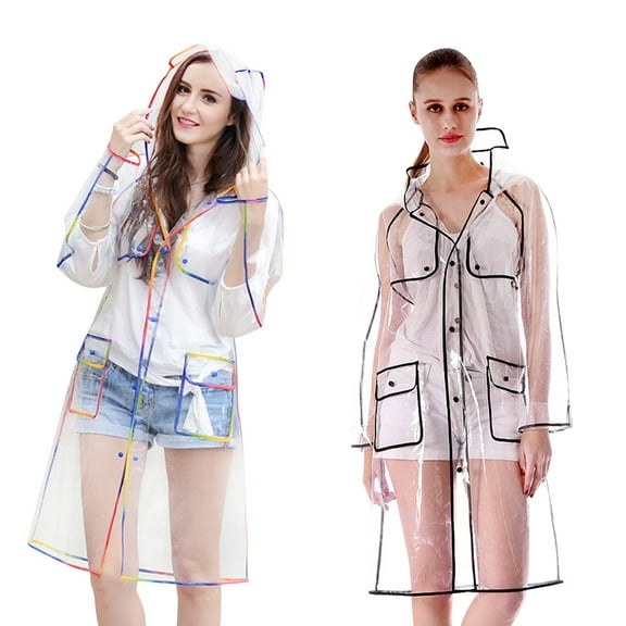 WHAMVOX  Rain Ponchos for Women Raincoats Jackets Waterproof Travel Black