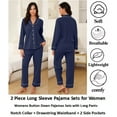 thumbnail image 3 of Womens Cotton Pajama Sets with Long Sleeves Button Down Pajama Set for Women 2pcs Women Soft Sleepwear Set with Long Pants Womens Casual Loungewear Sets with Pockets, S-XXL, 3 of 10