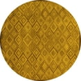 thumbnail image 1 of Ahgly Company Machine Washable Indoor Round Abstract Yellow Modern Area Rugs, 3' Round, 1 of 4