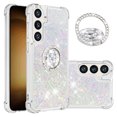 thumbnail image 1 of Funda para Samsung Galaxy S24 Plus 5G con Brillo Líquido Flotante, Purpurina, Parachoques y Anillo Giratorio Soporte, 1 of 5