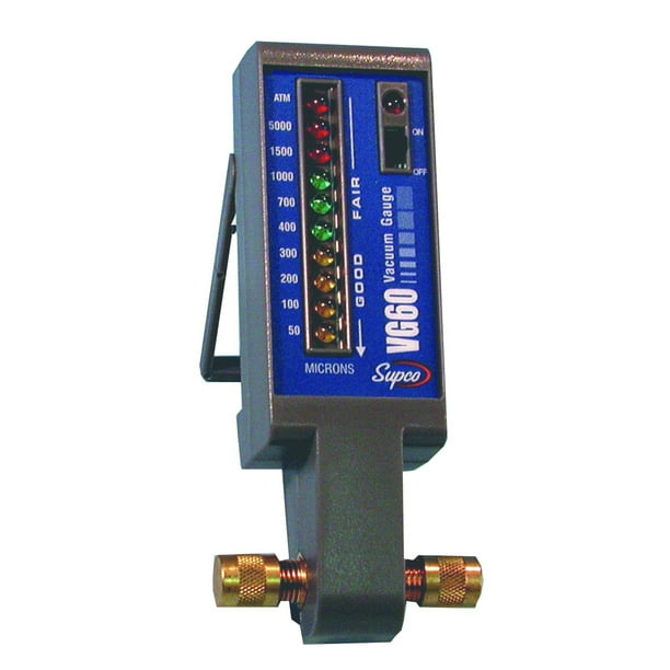 Supco VG60 Electronic Vacuum Gauge, 50 to 5,000 micron, LED Display