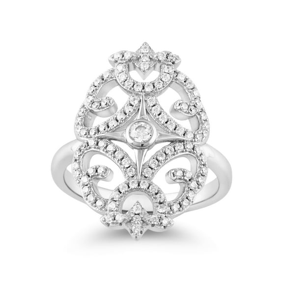 Sterling Silver Cz Filigree Cocktail Ring for Women and Teens Size 5 to 9