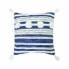 Foreside Home & Garden Blue and White Hand Woven 20 x 20 inch Decorative Cotton Throw Pillow Cover with Insert and Hand Tied Braiding, Pom-Poms and Tassels