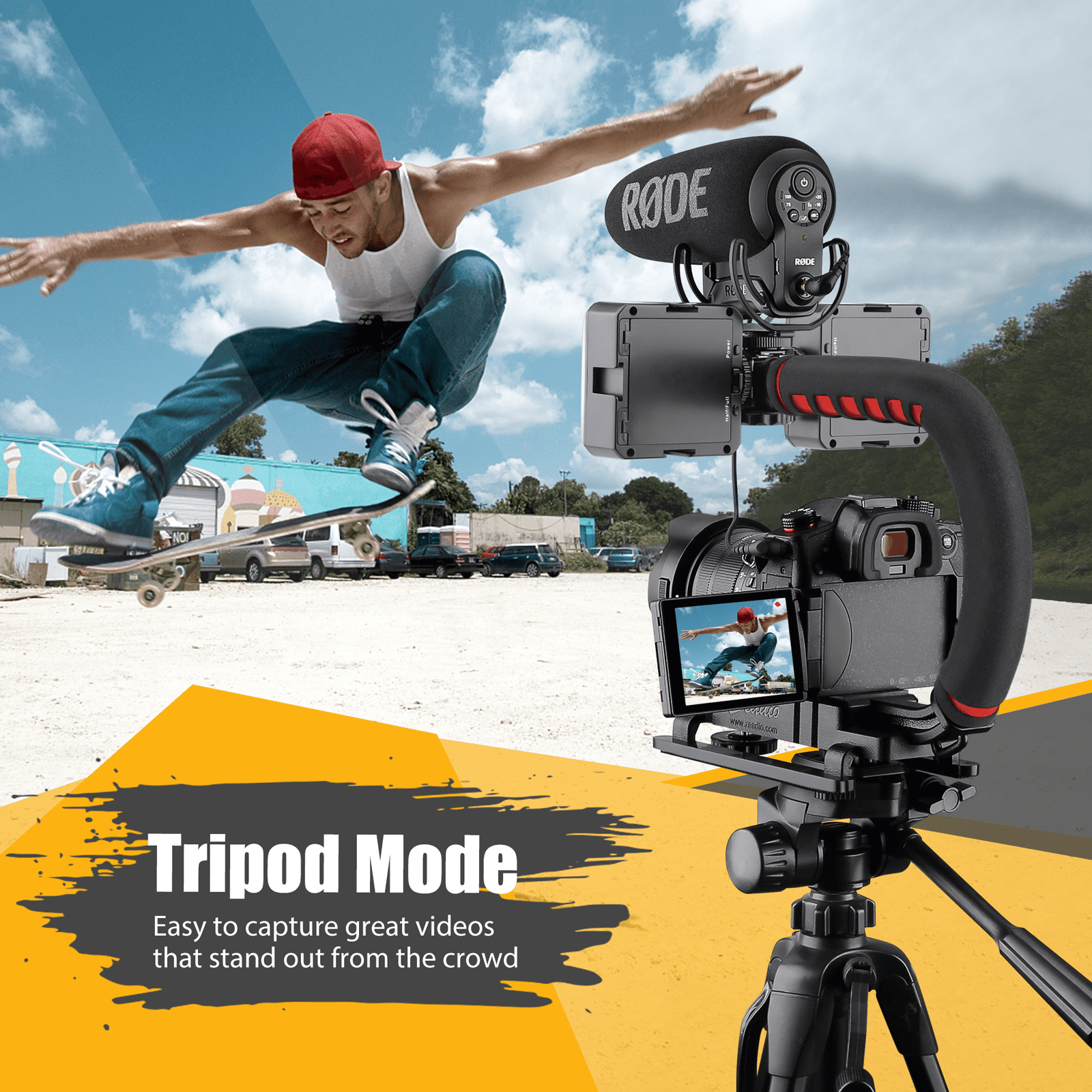 Zeadio Handheld Video Stabilizer with Cold-Shoe Mount for DSLR Cameras and Camcorders