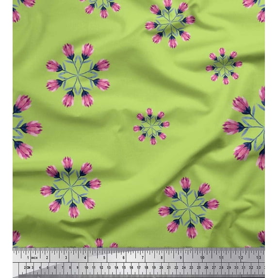 Soimoi Cotton Jersey Fabric Tulip Flower Print Fabric by The Yard 58 Inch Wide