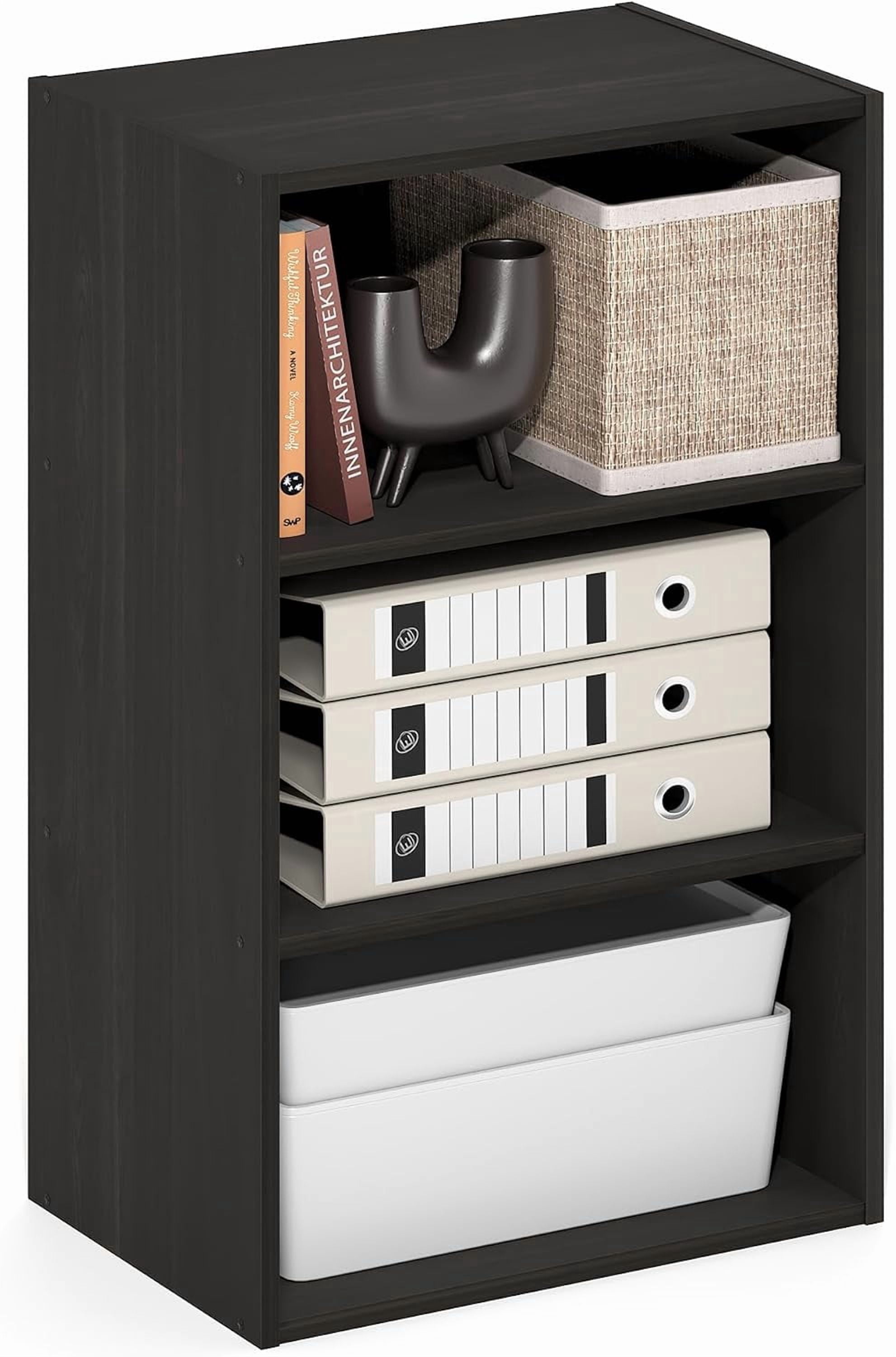 Basic Book Shelf, 3-Tier Bookshelf, Cube Storage Organizer Bookcase with Open Shelf, 11 x 17 x 26, for Living Room, Bedroom, Home Office, Espresso