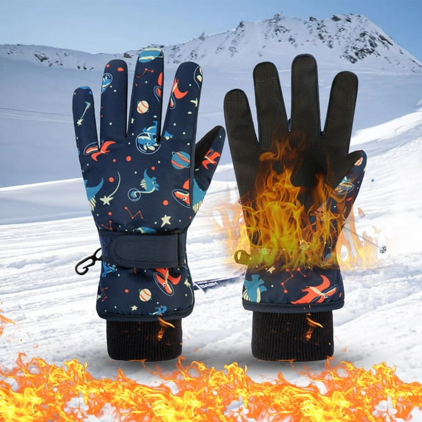 Guantes de esquí para niños, para nieve, invierno, frío, resistentes al viento, cálidos, para snowboard, deportivos, para niños y niñas