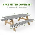 thumbnail image 5 of UMINEUX 3-Piece Rectangle Checkered Picnic Table Cover with Bench Covers Vinyl Flannel Backing with Elastic Edge (30"x96", Black and White), 5 of 6