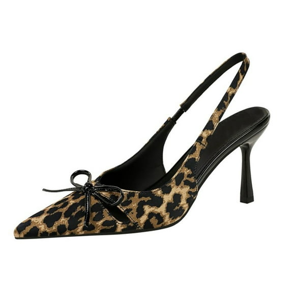Women Pointed Toe Stiletto High Heels 8CM Sexy Pumps Ladies Buckle Strap Female Fashion Bowknot Shoes Leopard print for Bride Prom Party