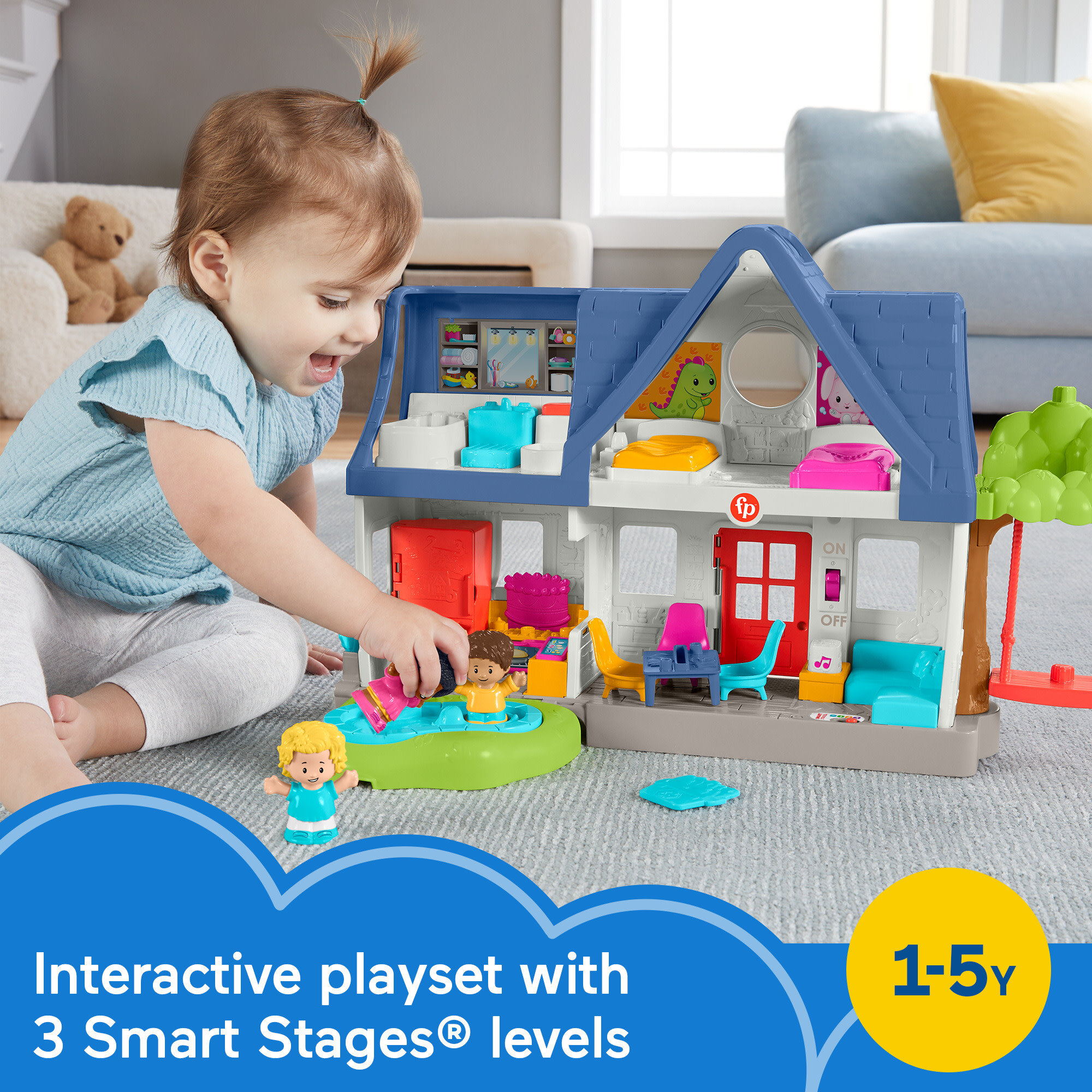 Fisher-Price Little People Friends Together Play House Toddler Learning Playset, 10 Pieces - image 3 of 7