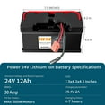 thumbnail image 3 of 24V 7Ah Lithium battery for torex 24V UTVs Ride- On Cars & Toys , Lightweight & Long-Lasting, with 2A Fast Charger, 3 of 5