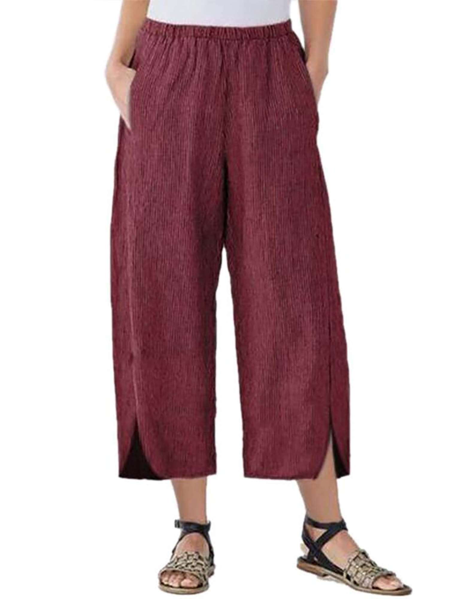 Women Plus Size Summer Loose Wide Leg Elastic Waist Cropped Pants Comfy Trousers Walmart Canada