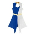 thumbnail image 4 of DPOIS Women Praise Dance Dress Metallic Lyrical Dance Costume Blue&White L, 4 of 6