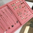 thumbnail image 6 of Pink Velvet B/M/S Necklace Earrings Storage Box Showcase Jewellery Stand Holder Ring  Jewelry Display Organizer Case Tray Holder, 6 of 6