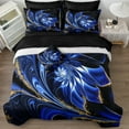 thumbnail image 4 of Black Marble Comforter Set Blue Bed in A Bag Black and Gold Swirl Psychedelic Bedding Set Boho Tie Dye Bed Set with Comforter and Sheet Set, 4 of 8