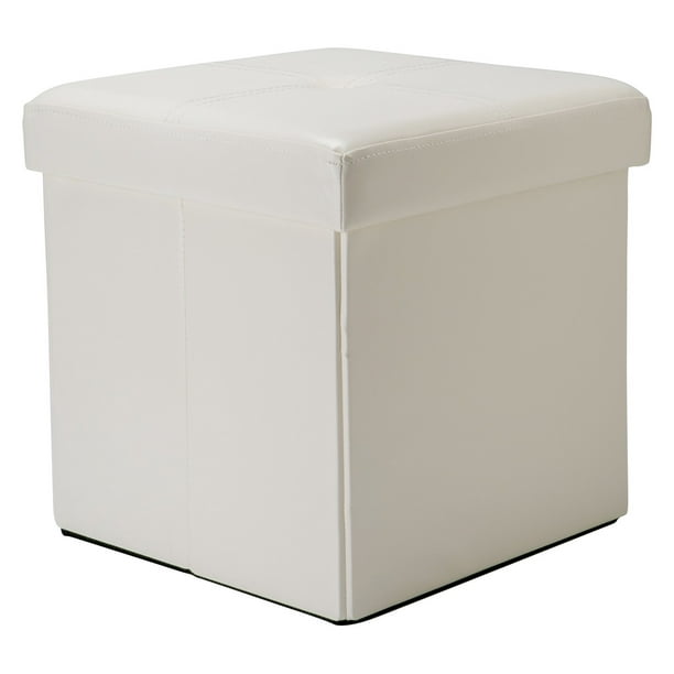 Simplify Faux Leather Folding Storage, Faux Leather Cube Storage Ottoman